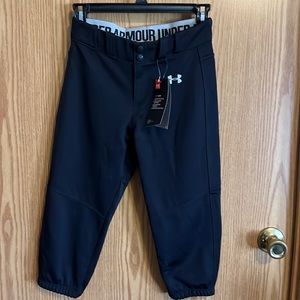 NWT Under Armour Girls Size M Loose HeatGear Black Softball Pants